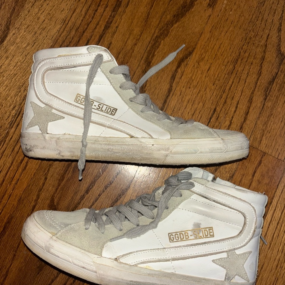 Golden Goose White and Gray Sneakers